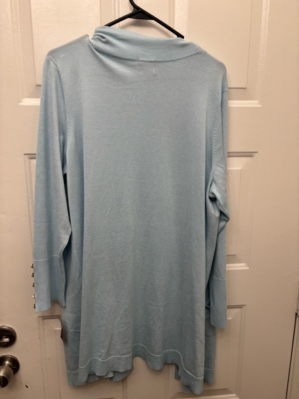 JM Collection Pale Blue Pocket Cardigan with Gold Buttons - Picture 2 of 5